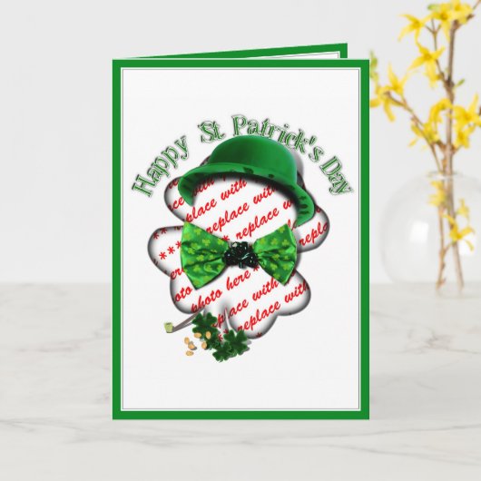 Carte Cadre feuille de trèfle de la Saint-Patrick avec a (Fleur jaune)