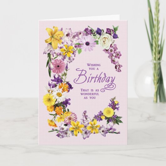 Carte cadre Fleur Anniversaire (Devant)