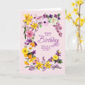 Carte cadre Fleur Anniversaire (Fleur jaune)