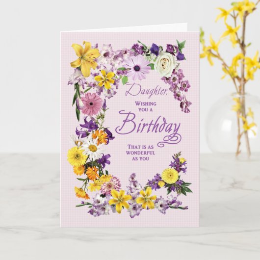 Carte cadre Fleur d'anniversaire fille (Fleur jaune)