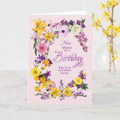 Carte Cadre Fleur d'anniversaire nièce (Fleur jaune)