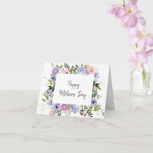 Carte Cadre fleuri à l'aquarelle violette Fête des mères (Orchidée)