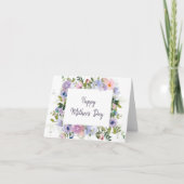 Carte Cadre fleuri à l'aquarelle violette Fête des mères (Devant)