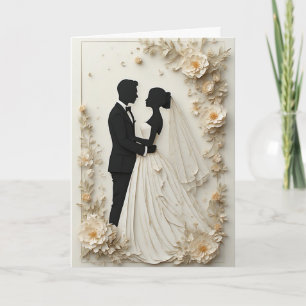 Carte Cadre floral de mariage avec mariée et marié