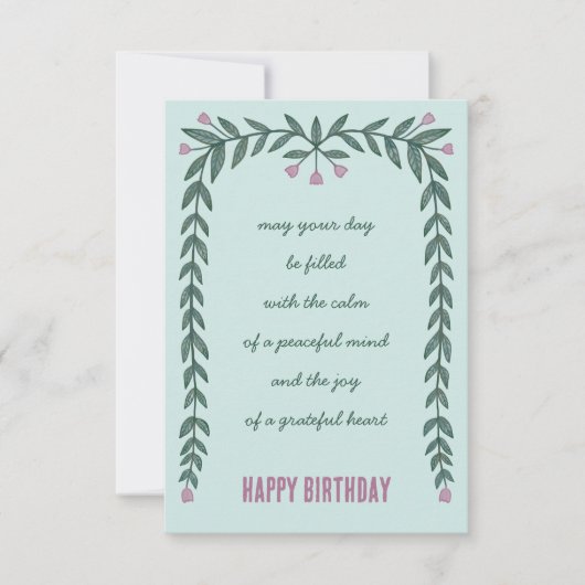 Carte Cadre Floral Inspiration Mindful Joyeux Anniversai (Devant)