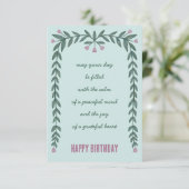 Carte Cadre Floral Inspiration Mindful Joyeux Anniversai (Debout devant)