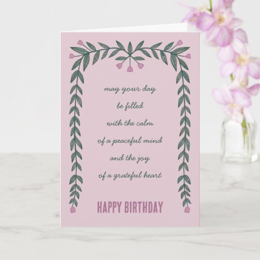 Carte Cadre Floral Inspiration Mindful Joyeux Anniversai (Orchidée)