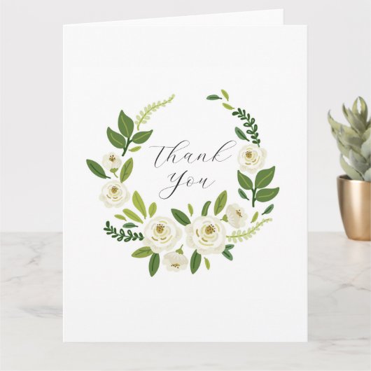 Carte Cadre Floral Rose Blanche Luxueux (Petite plante)