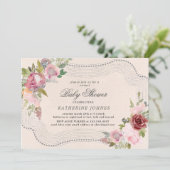 Carte cadre floral rustique baby shower virtuel invitati (Debout devant)