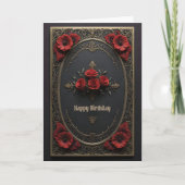Carte Cadre gothique aux fleurs rouges Anniversaire (Devant)