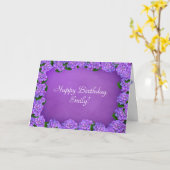 Carte Cadre hydrangée violette pour l'anniversaire (Fleur jaune)