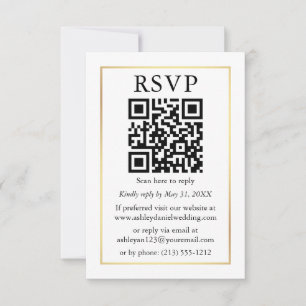 Carte Cadre minimaliste Mariage QR RSVP Gold