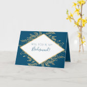 Carte Cadre moderne bleu et or (Fleur jaune)