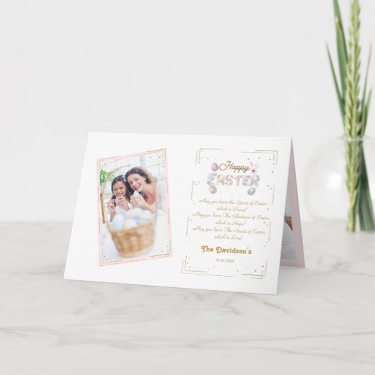 Carte Cadre Parties scintillant Or de luxe photo Happy P (Devant)