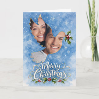 Carte Cadre photo de Colombe de Noël avec houx