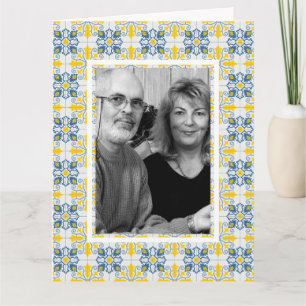 Carte Cadre photo de famille avec carreaux portugais car