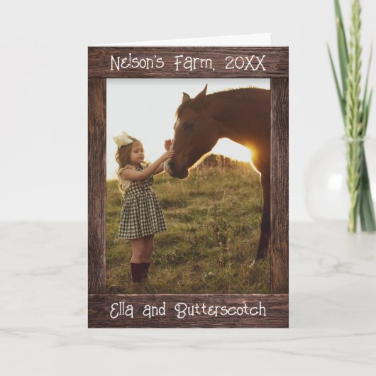 Carte Cadre photo faux texte en bois marron rustique mod (Devant)