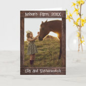 Carte Cadre photo faux texte en bois marron rustique mod (Fleur jaune)