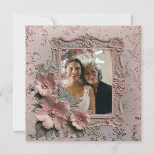 Carte Cadre photo Grandma rose emboussée