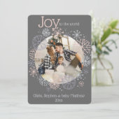 Carte Cadre photo gris ardoise moderne flocons de neige  (Debout devant)