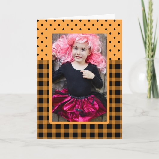 Carte Cadre photo Halloween Plaid et points (Devant)