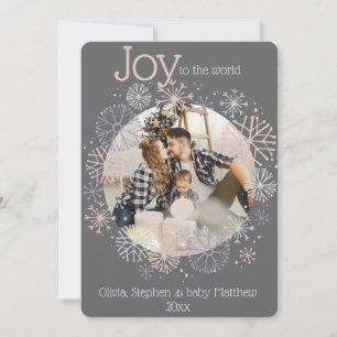 Carte Cadre photo moderne gris ardoise Pastel Snowflakes