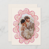 Carte Cadre photo ovale rose paille peint à la main (Devant / Derrière)