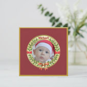 Carte Cadre photo personnalisé et couronne de Noël C (Debout devant)