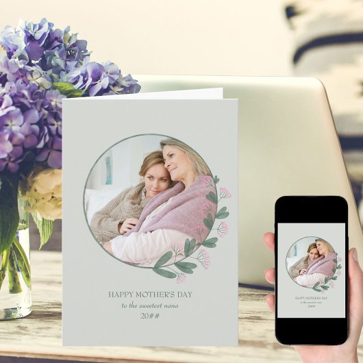 Carte Cadre photo rose Fleur de Fleur Joyeuse Fête des M