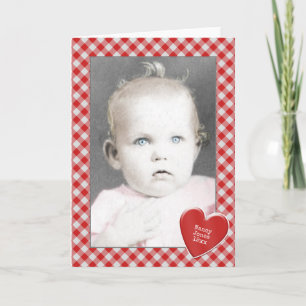 Carte Cadre photo - Rouge classique En vichy Motif de ch