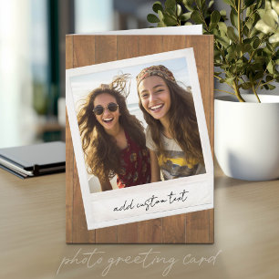 Carte Cadre photo rustique avec carré Instagram et bois