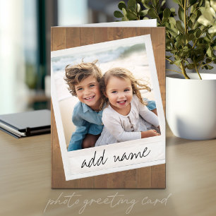 Carte Cadre photo rustique avec carré Instagram et bois