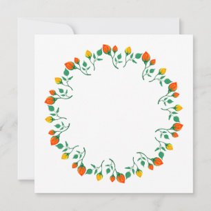Carte Cadre rond floral avec fleurs de rose jaune et rou