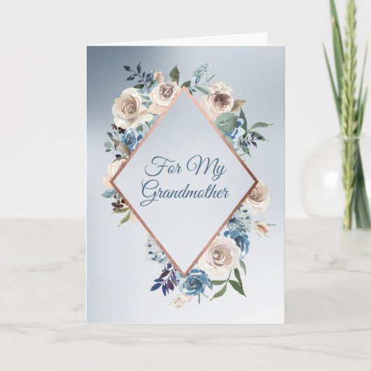 Carte Cadre rose bleu et blanc pour grand-mère (Devant)