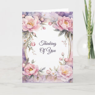 Carte Cadre rose élégant Ovale Peony Pensée de vous
