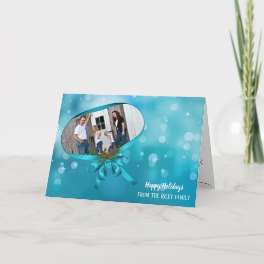 Carte Cadre ruban de Noël avec arc (Devant)