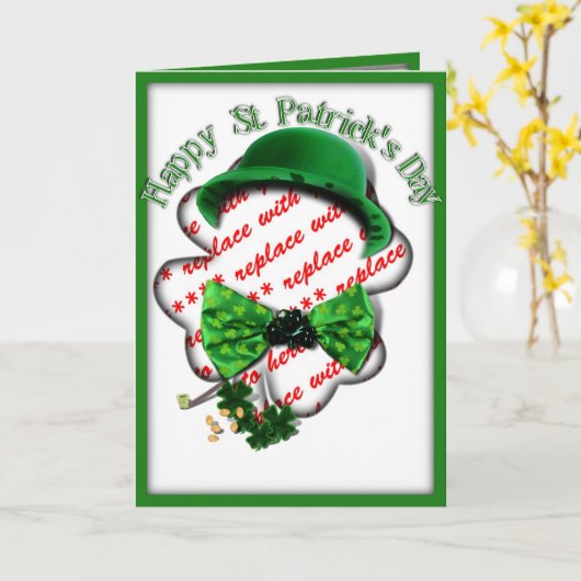 Carte Cadre Shamrock St Patrick avec Cravate réglable (Fleur jaune)