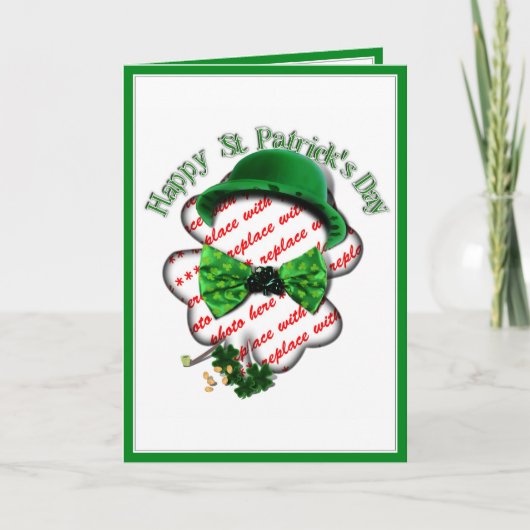 Carte Cadre Trèfle de la Saint-Patrick avec Lien Réglabl (Devant)