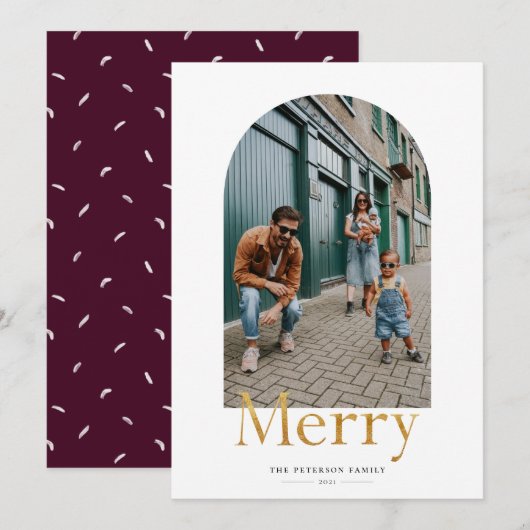 Carte Cadres Arche Joyeuse Or Photo Noël (Devant / Derrière)