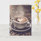 Carte Café Anniversaire Avec Coeur (Fleur jaune)