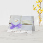 Carte Café avec livre ouvert (Fleur jaune)