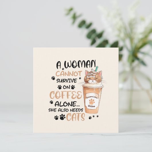 Carte Café & Chats - Cute Kawaii Art (Debout devant)