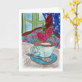 Carte Café d'abord (Fleur jaune)