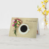 Carte Café d'anniversaire avec bouquet de carnation (Fleur jaune)