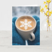 Carte Café d'anniversaire avec des mitaines et un flocon (Fleur jaune)