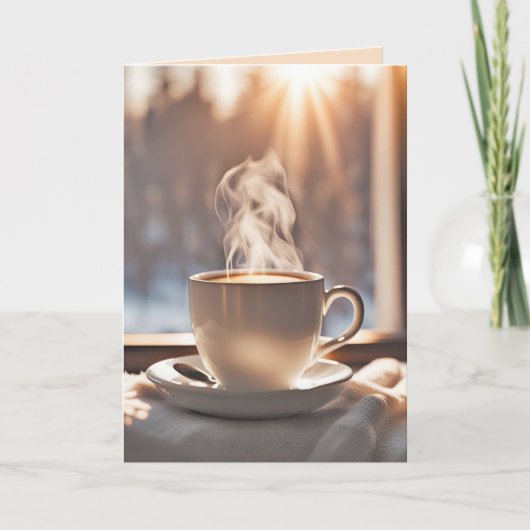 Carte Café d'anniversaire par fenêtre d'hiver (Devant)