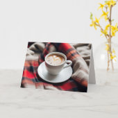 Carte Café D'Anniversaire Sur Couverture D'Hiver (Fleur jaune)