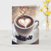 Carte Café du 39e anniversaire avec coeur (Fleur jaune)