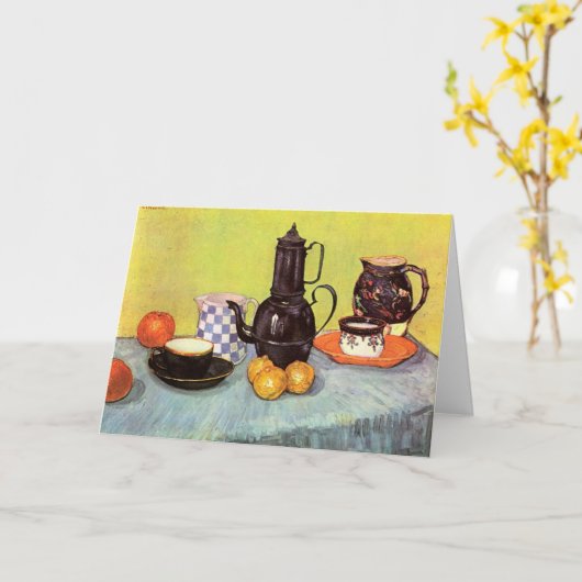 Carte Café en émail bleu par Vincent van Gogh (Fleur jaune)