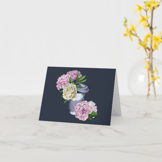 Carte Café et pivoines (Fleur jaune)